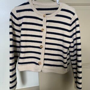 Preppy Striped Sweater with Gold Buttons